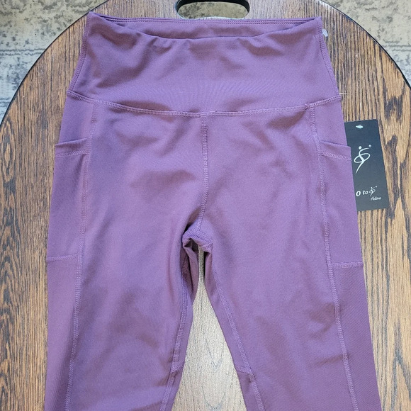 0 to 5 Brand Yoga Active Full Length Hi-Rise Purple Leggings Size Women's Small - Picture 2 of 11